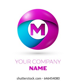 Letter M vector logo symbol in the colorful circle on white background. Vector template for your design
