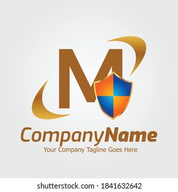 Buchstabe M, Vorlage für das Vektorlogo, Logo für Farbbriefe M, Design-Vektorgrafik-Vorlage für das Schild-Logo. Schutzschild, Schutzschild Firma Logotype.