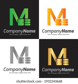 Plantilla de logotipo vectorial de la letra M, logotipo de la letra colorida M, diseño del logotipo del mobiliario de cocina