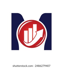 Plantilla del logotipo del Vector de la letra M, logotipo colorido de la letra M, logotipo de la compañía financiera, icono del Vector de la Plantilla del diseño del logotipo de los asesores del instituto financiero