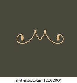 Letter M vector logo. Vintage Insignia and Logotype. Business sign, identity, label, badge initials. Monogram design elements, graceful template. Calligraphic elegant logo design. 
