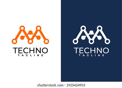 vector de letra M. logotipo de tecnología moderna.
