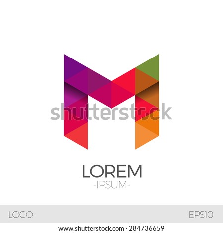 Letter M Vector Origami Logo icon. Colorful Abstract Design template element logo icon