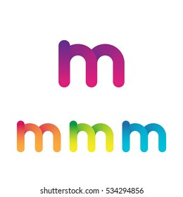 Letter M vector unusual bold rounded font. Gradient