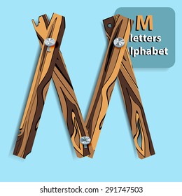 Letter M From vector Wooden Alphabet