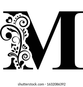 Letter M Black Flower Alphabet Beautiful Stock Vector (Royalty Free ...