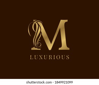letter M vintage swirl royal alphabetic logo for luxurious brand