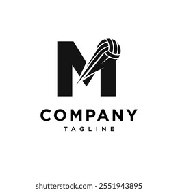 Letter M volleyball logo icon vector