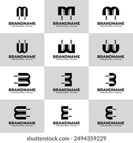 Letter M, W, B, or E Knife Logo Set, for Butcher Shops or Restaurant Branding