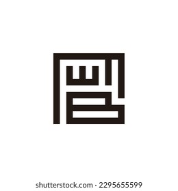 Letter M, w and B square geometric symbol simple logo vector