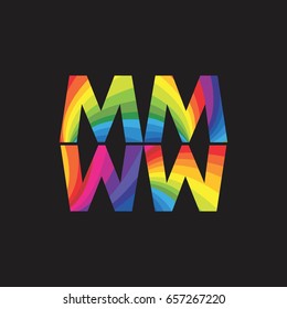 letter m w full color design vector