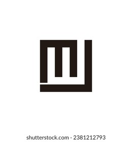 Letter M, W and J square geometric symbol simple logo vector