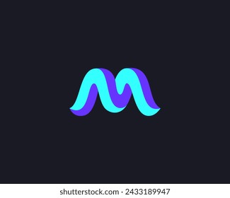 A letter M W logo from bright abstract shapes. Creative monogram initial sign logotype. Vector illustration.