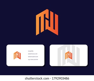 Letter M W logo design with business card vector template. creative minimal monochrome monogram symbol. Premium business logotype. Graphic alphabet symbol for corporate identity