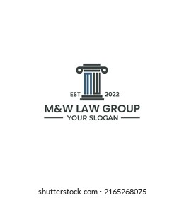 letter M and W logo design for law firm