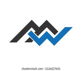 Letra M y logotipo W Modelo de logotipo de MW geométrico.Creativo Mínimo Símbolo de monograma MW, WM.