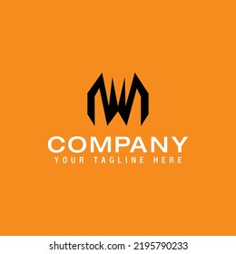 Letter M and W logo template Unique modern creative elegant logotype. Vector icon.