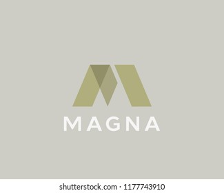 Letter M, W logotype. Overlay vector icon logo