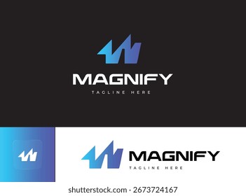 Letter M and W Magnify Modern Abstract Logo  Futuristic Tech Brand Identity