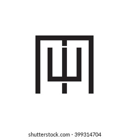 letter M and W monogram square shape logo black