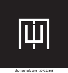 letter M and W monogram square shape logo white black background