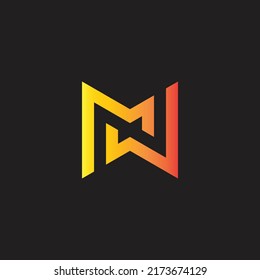 Letter M and W, letter N geometric symbol simple logo vector