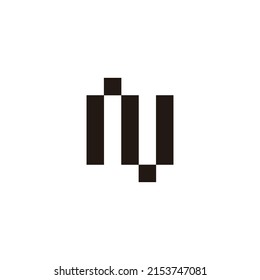 letter M or W and N square geometric symbol simple logo vector