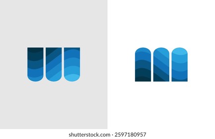 Letter m or w ocean waves monogram logo design
