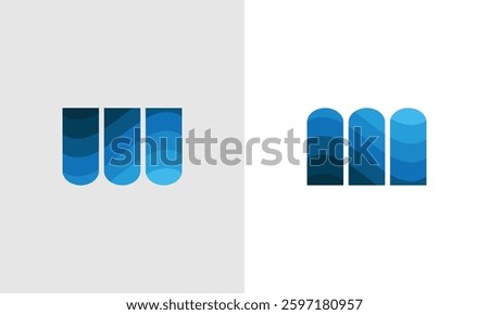 Letter m or w ocean waves monogram logo design
