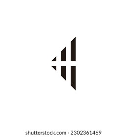 Letter m and w outlines, triangle geometric simple symbol logo vector
