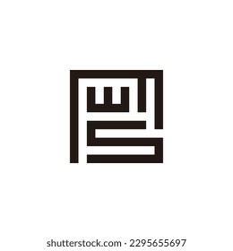 Letter M, w and s square geometric symbol simple logo vector