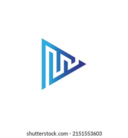 Letter M and W triangle, letter D simple symbol logo vector