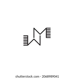 letter M and W two combs simple symbol logo vector