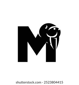 Letter M Walrus logo icon vector