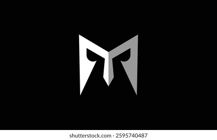 Letter M warrior helmet logo design	
