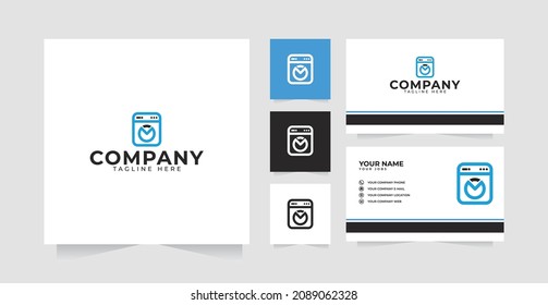 Letter M Washing Machine logo design inspiration and business card