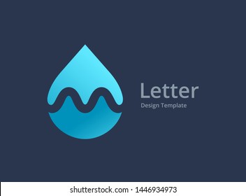 Letter M water drop logo icon design template elements