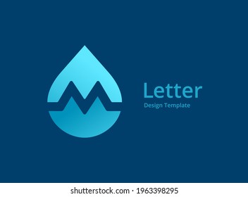 Letter M water drop logo icon design template elements