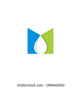 Letter M With Water Drop Logo Vector 