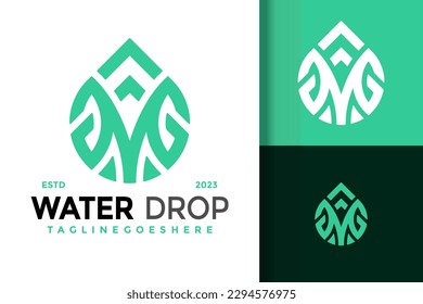 Ilustración de icono del vector del logotipo de la caja de agua M