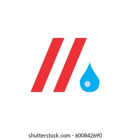 letter m with water drop logo design
