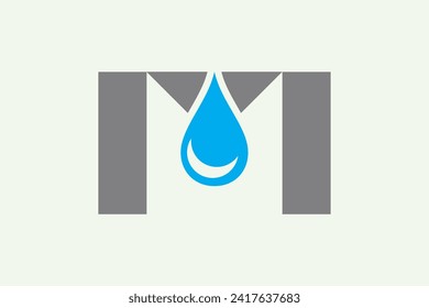 Letter M Water Droplet Logo, suitable for any business Branding, Identity, Marketing, related to droplet with M initial. Flat Vector Logo Design Template Element.