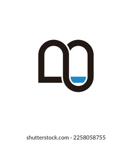 letra m forma de agua botella logo 