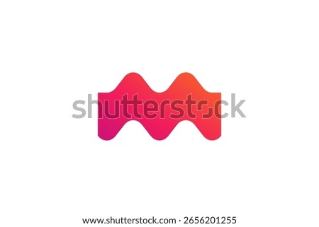 Letter M or wave logo icon design template elements