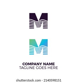 letter M wave logo. minimalist and simple modern vector illustration.