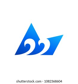 Letter M With Wave Logo, Logo Template Ready For Use