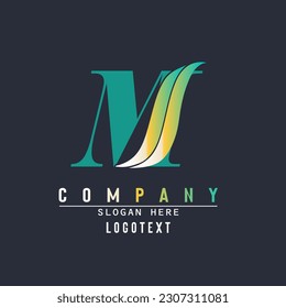 Plantilla de logotipo de letras M y Wave, logotipo abstracto inicial M , letra creativa M con concepto de lujo. Diseño de logotipo M moderno para la identidad empresarial y de la empresa