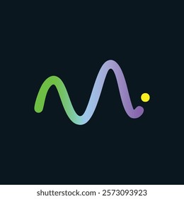 Letter M Wave Style Minimal Logo with Dot