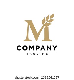 Letter M Wheat Logo Icon Vector