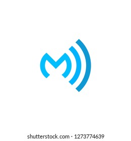 letter M WiFi network technology logo modern vector icon download